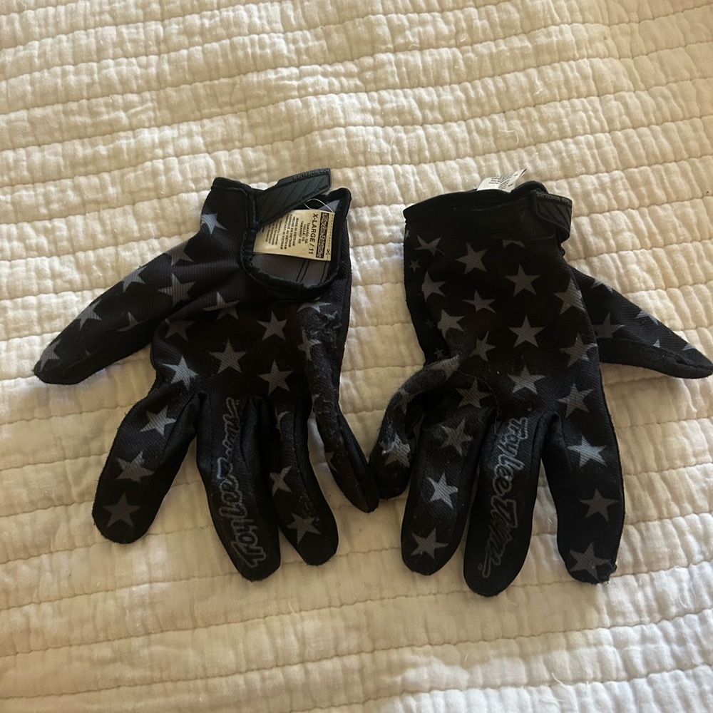 TROY LEE Dirtbike Moto MX Star Patterned Black Gloves